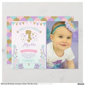 Mermaid Birthday Invitation Under The Sea Party