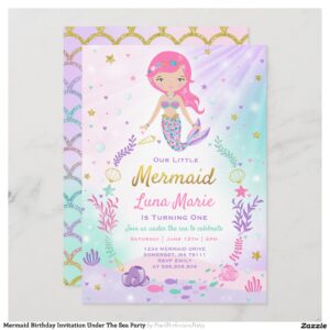 Mermaid Birthday Invitation Under The Sea Party