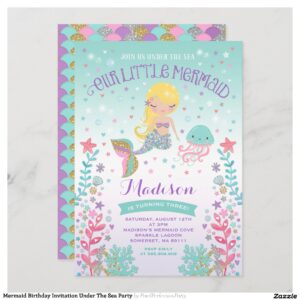 Mermaid Birthday Invitation Under The Sea Party