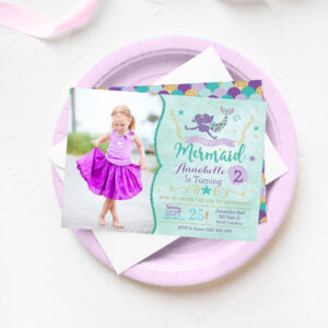Mermaid Birthday Invite With Photo
