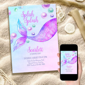 Mermaid Birthday Party Any Age Splish Splash Invitation