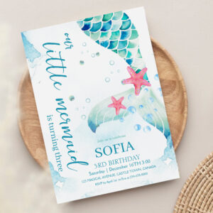 Mermaid Birthday Party Under The Sea Mermaid  Invitation