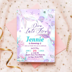 Mermaid Birthday Party Under The Sea Party Invitation