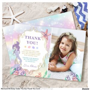 Mermaid Birthday Under The Sea Thank You Card