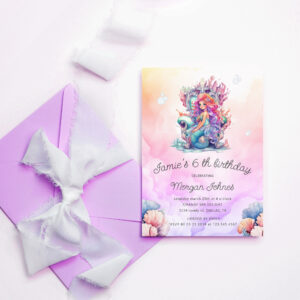 Mermaid Cute Under The Sea Kid's Birthday Invitation