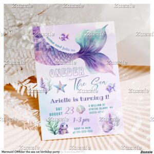 Mermaid ONEder the sea 1st birthday party Invitation