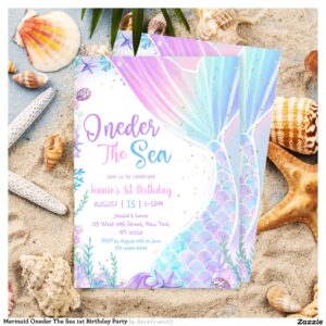 Mermaid Oneder The Sea 1st Birthday Party Invitation