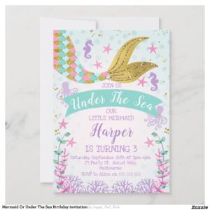 Mermaid Or Under The Sea Birthday invitation