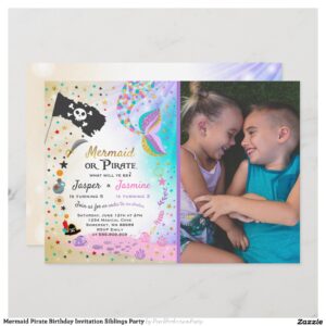 Mermaid Pirate Birthday Invitation Siblings Party