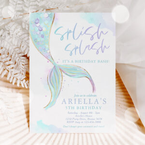 Mermaid Pool Party Summer Pool Birthday Party Invitation