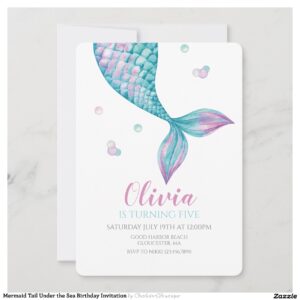 Mermaid Tail Under the Sea Birthday Invitation