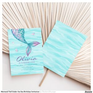 Mermaid Tail Under the Sea Birthday Invitation