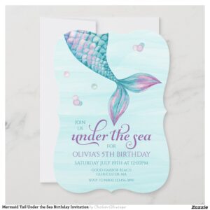 Mermaid Tail Under the Sea Birthday Invitation