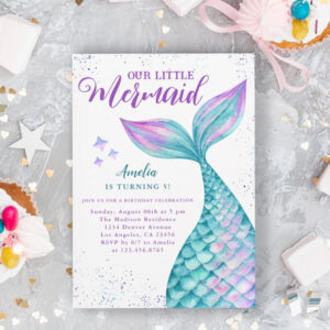 Mermaid Under the Sea Birthday Party Invitation