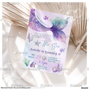 Mermaid Under the sea birthday party Invitation
