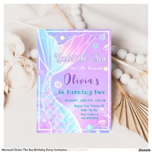 Mermaid Under The Sea Birthday Party Invitation