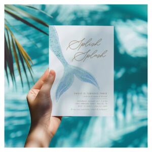 Mermaid Under the Sea Girls Pretty Blue Birthday Invitation