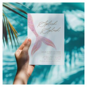 Mermaid Under the Sea Girls Pretty Pink Birthday Invitation