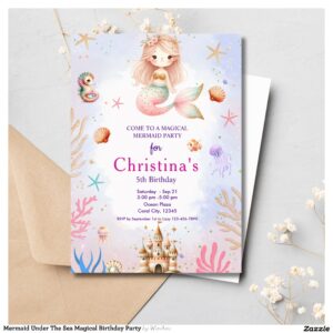 Mermaid Under The Sea Magical Birthday Party Invitation