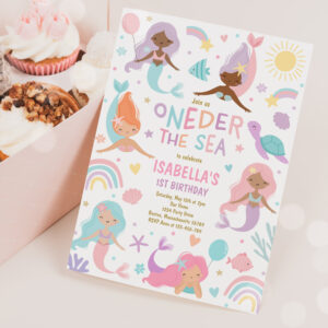 Mermaid Under The Sea Oneder The Sea 1st Birthday Invitation