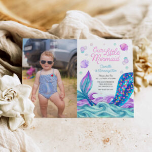 Mermaid Under the Sea Photo Birthday Invitation