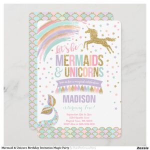 Mermaid & Unicorn Birthday Invitation Magic Party