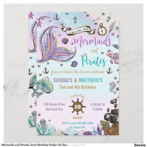 Mermaids and Pirates Joint Birthday Under the Sea Invitation