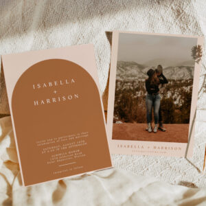 MIA Arched Burnt Orange Modern Minimalist Wedding  Invitation