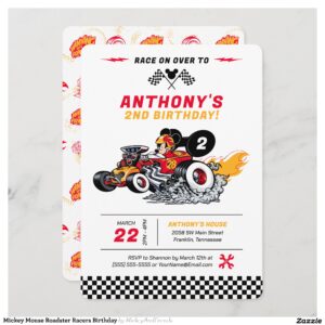 Mickey Mouse Roadster Racers Birthday Invitation