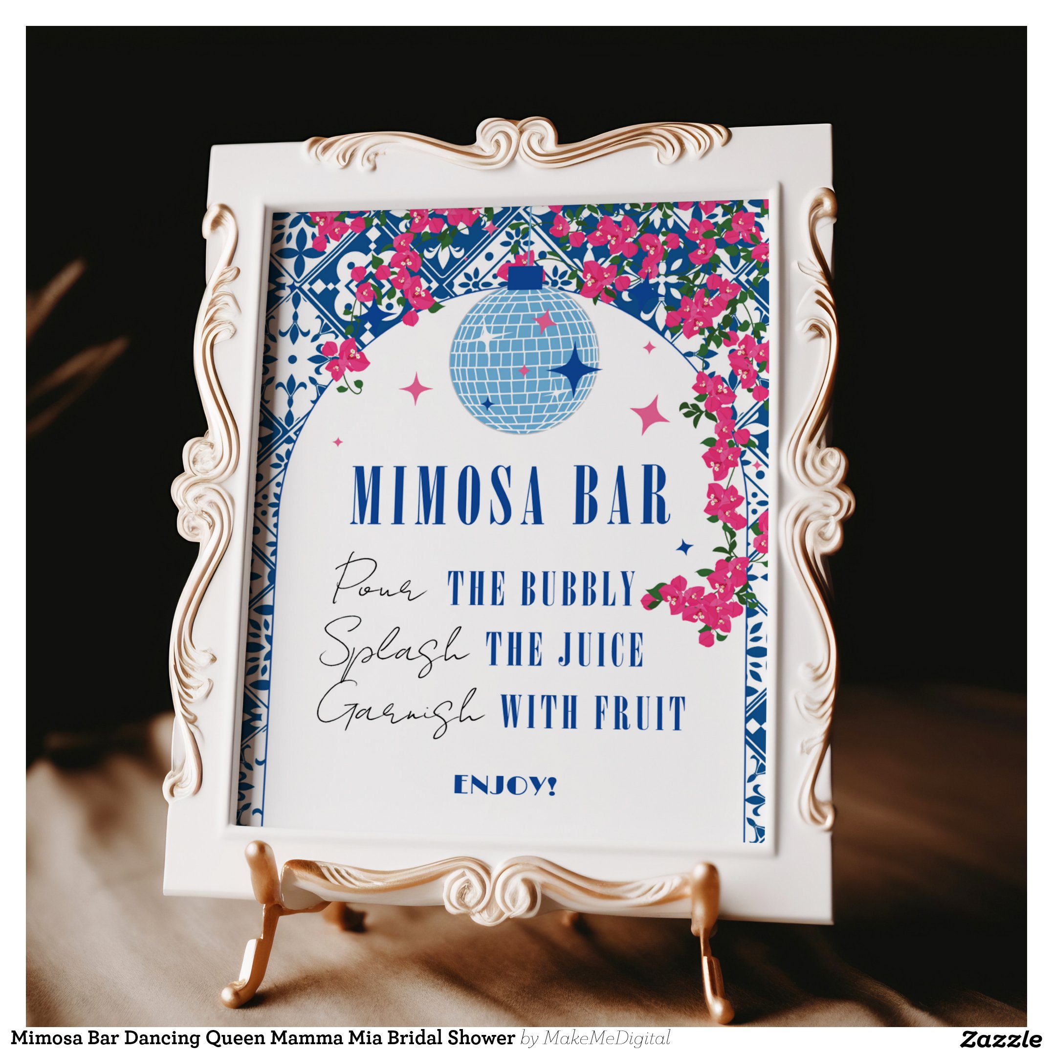 Mimosa Bar Dancing Queen Mamma Mia Bridal Shower Poster