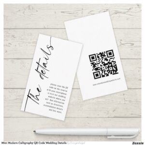 Mini Modern Calligraphy QR Code Wedding Details Enclosure Card
