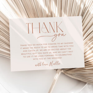 Minimal Boho Neutral Bridal Shower Thank You Card