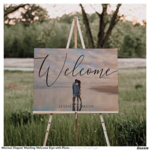Minimal Elegant Wedding Welcome Sign with Photo