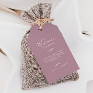 Minimal Leaf Mauve Wedding Welcome Gift Tags