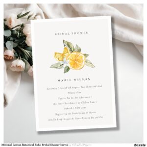 Minimal Lemon Botanical Boho Bridal Shower Invite