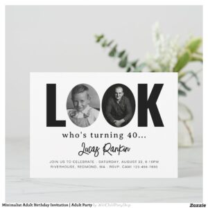 Minimalist Adult Birthday Invitation   Adult Party