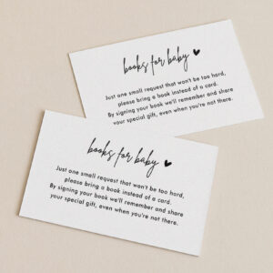 Minimalist Baby Shower Book Request Insert Cards