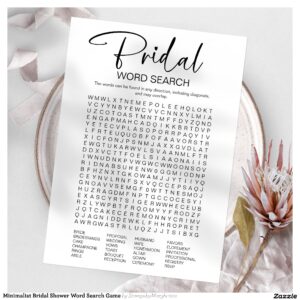 Minimalist Bridal Shower Word Search Game Invitation