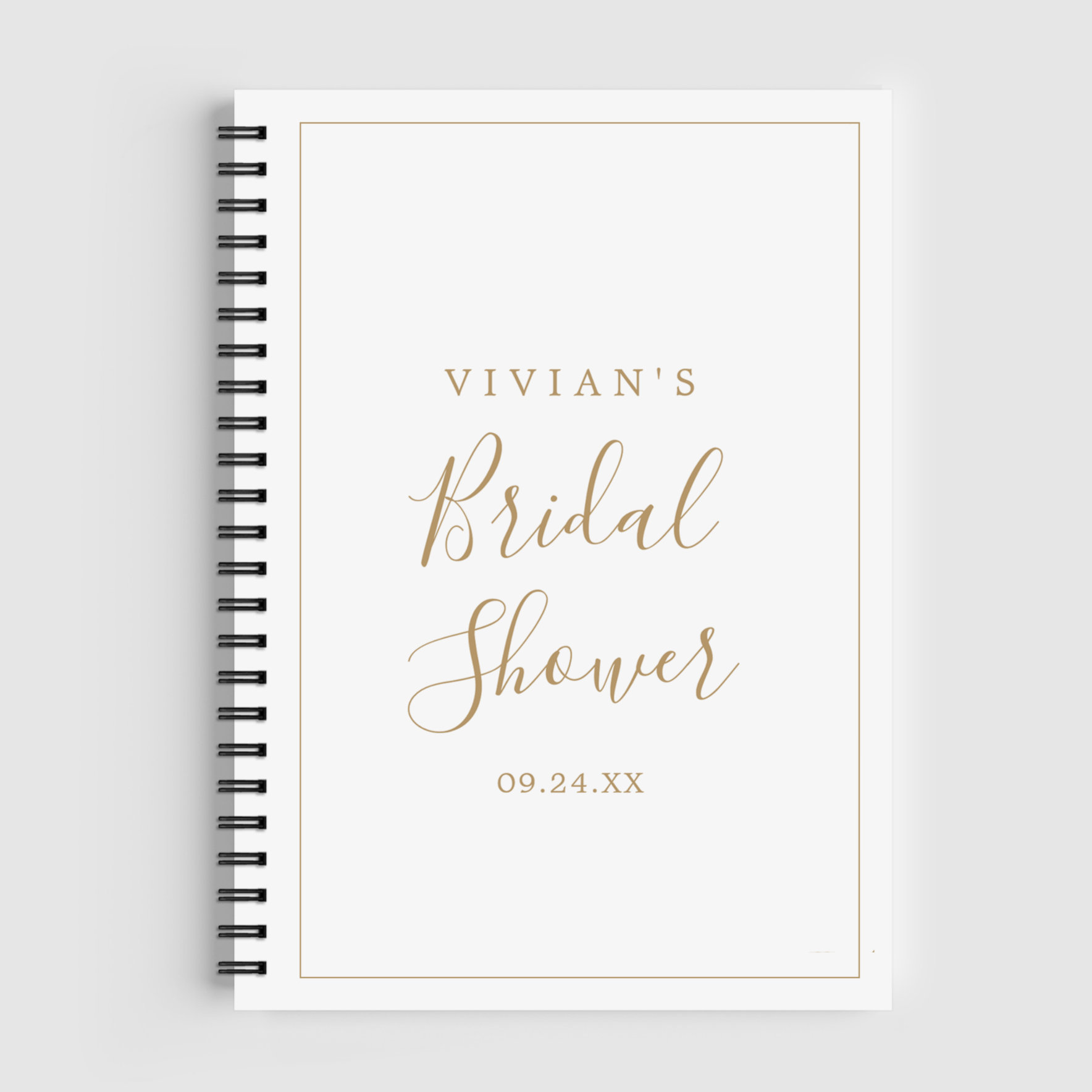 Minimalist Gold Bridal Shower Gift List Notebook
