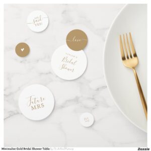 Minimalist Gold Bridal Shower Table Confetti