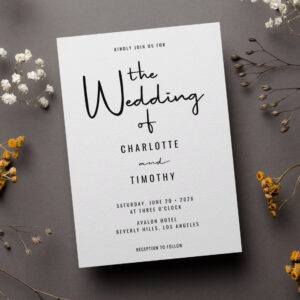Minimalist Modern Calligraphy Casual Wedding Invitation
