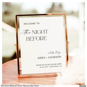 Minimalist Rehearsal Dinner Welcome Sign Poster