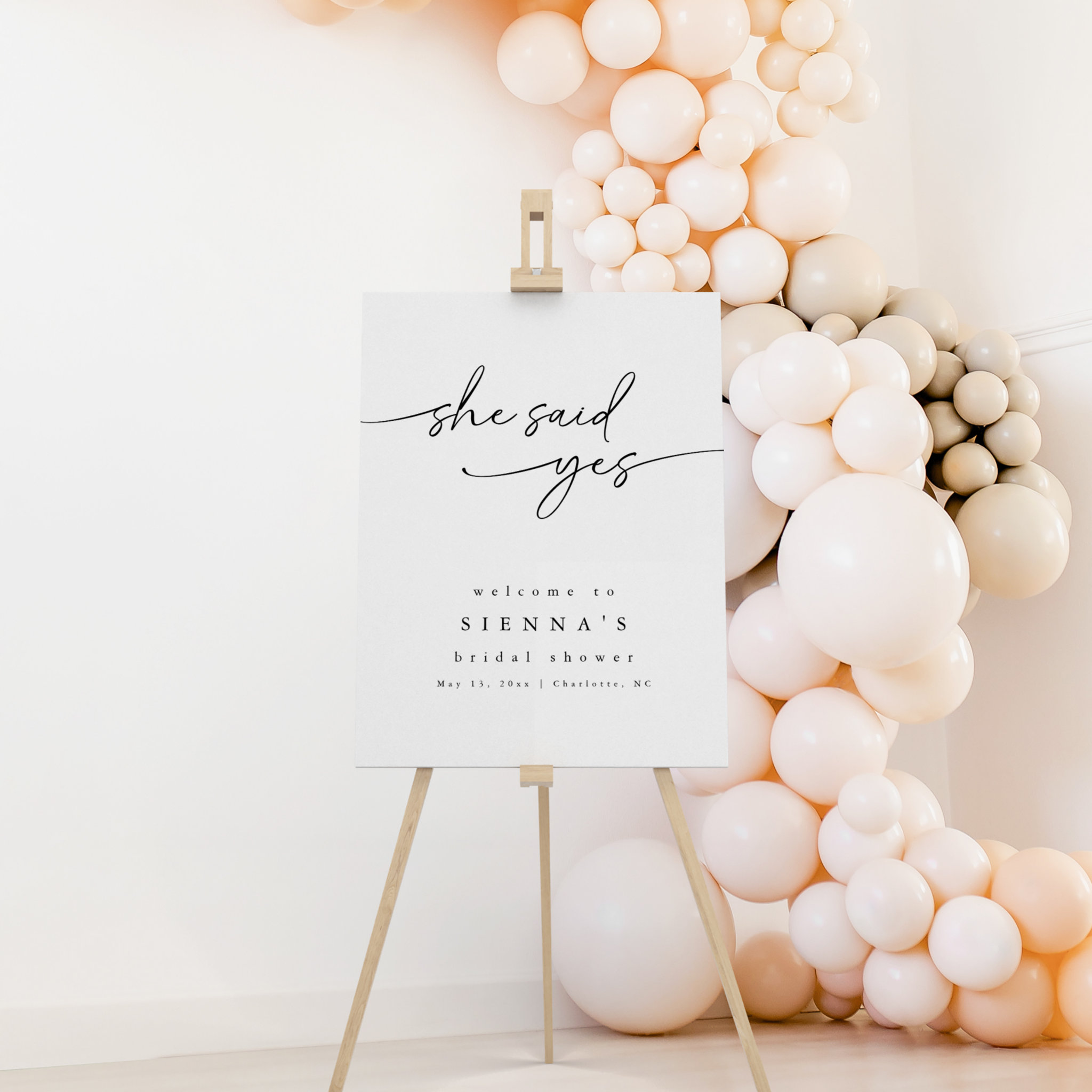 Minimalist She Said Yes Bridal Shower Welcome Sign