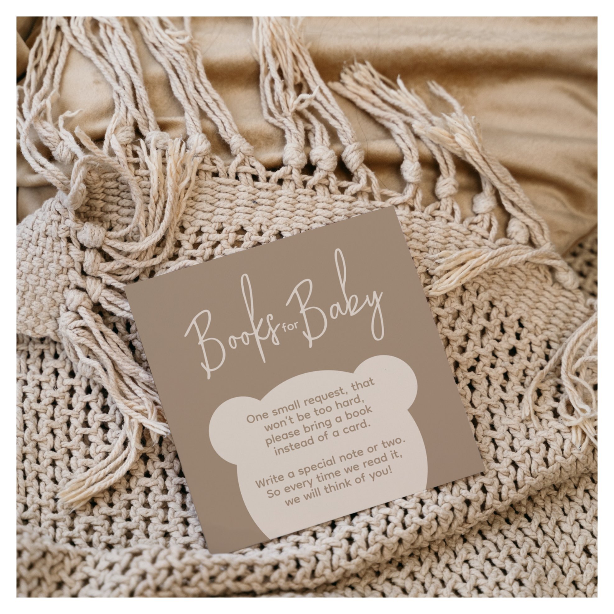 Minimalist simple bear Baby Shower Book request  Enclosure Card