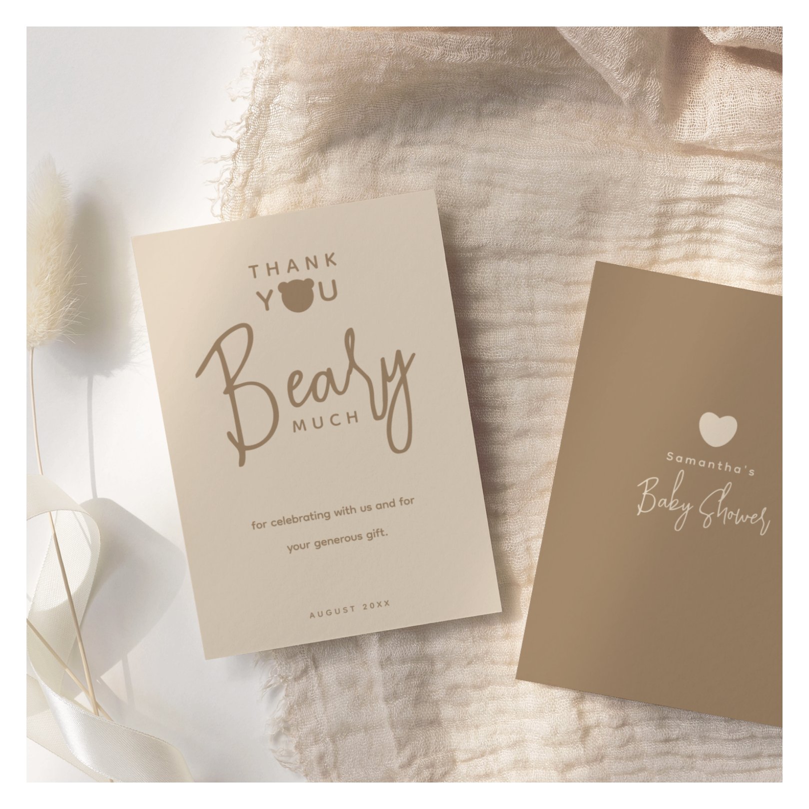 Minimalist simple modern bear Baby Shower Thank You Card