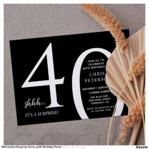 Minimalist Surprise Forty 40th Birthday Party Invitation