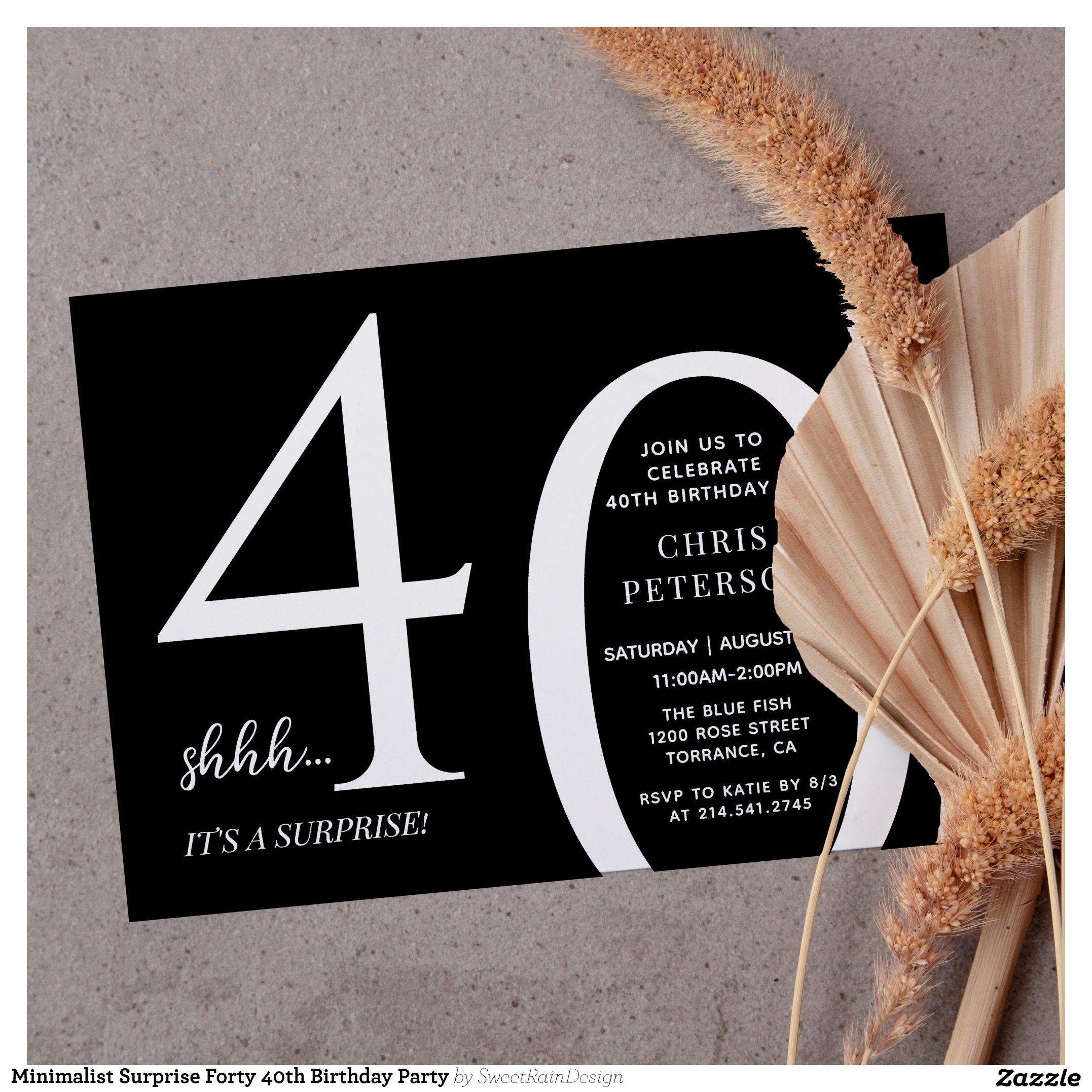 Minimalist Surprise Forty 40th Birthday Party Invitation