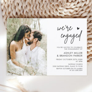 Minimalist We're Engaged Photo Engagement Party Invitation