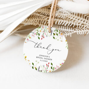 Minimalist wildflowers bridal shower favor tag