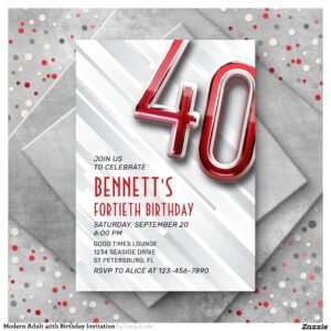 Modern Adult 40th Birthday Invitation